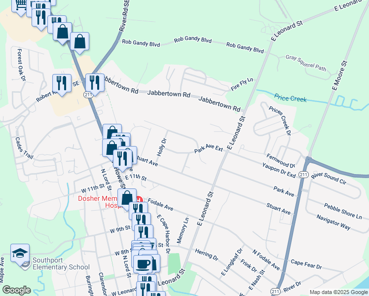 map of restaurants, bars, coffee shops, grocery stores, and more near 306 Park Avenue Extension in Southport