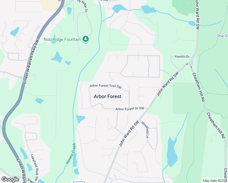 map of restaurants, bars, coffee shops, grocery stores, and more near 2243 Arbor Forest Trail Southwest in Marietta