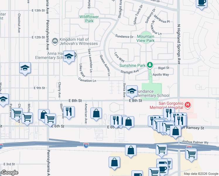 map of restaurants, bars, coffee shops, grocery stores, and more near 940 Blue Orchid in Beaumont