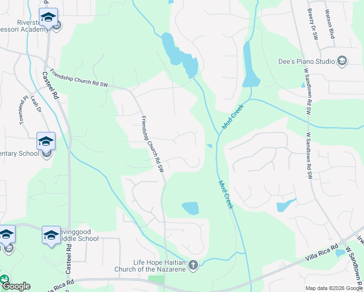 map of restaurants, bars, coffee shops, grocery stores, and more near 808 Emerald Chase in Powder Springs