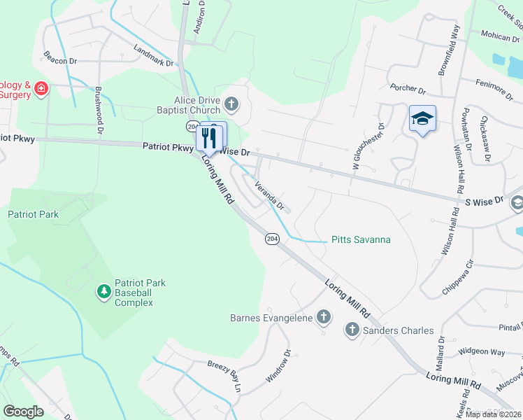 map of restaurants, bars, coffee shops, grocery stores, and more near 420 Veranda Drive in Sumter