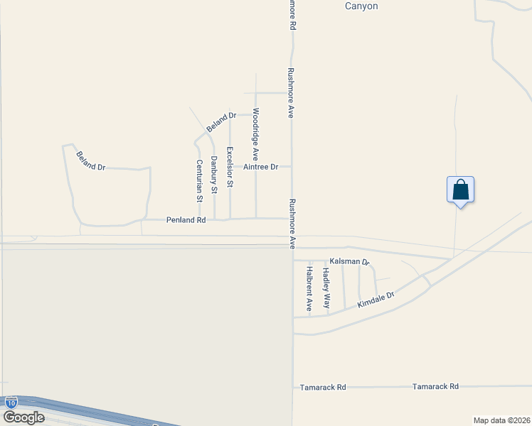 map of restaurants, bars, coffee shops, grocery stores, and more near Woodridge Avenue in Riverside County