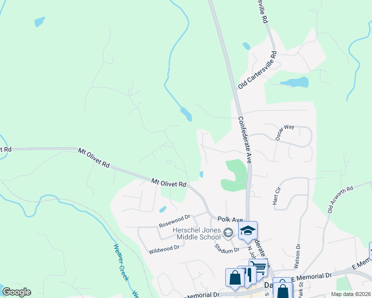 map of restaurants, bars, coffee shops, grocery stores, and more near 206 Polk Lane in Dallas