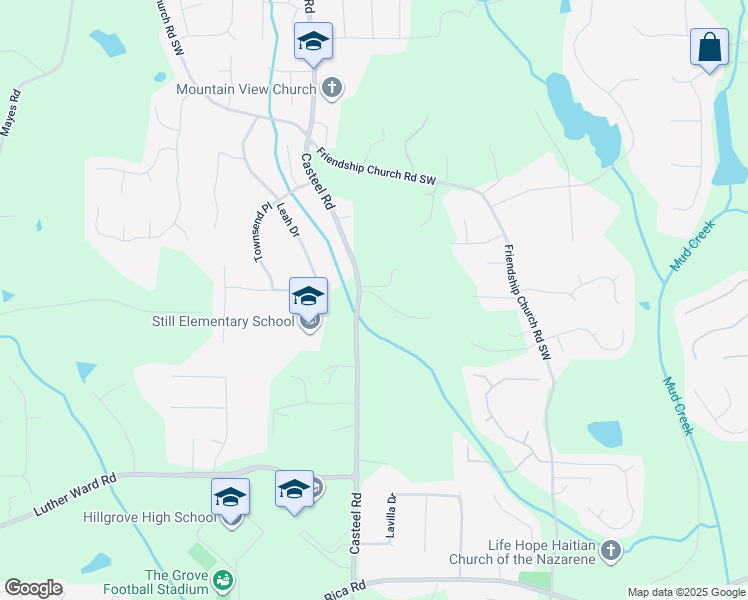 map of restaurants, bars, coffee shops, grocery stores, and more near 3641 Sunset Ridge in Powder Springs