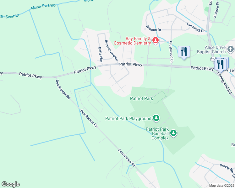 map of restaurants, bars, coffee shops, grocery stores, and more near 40 Philadelphia Way in Sumter
