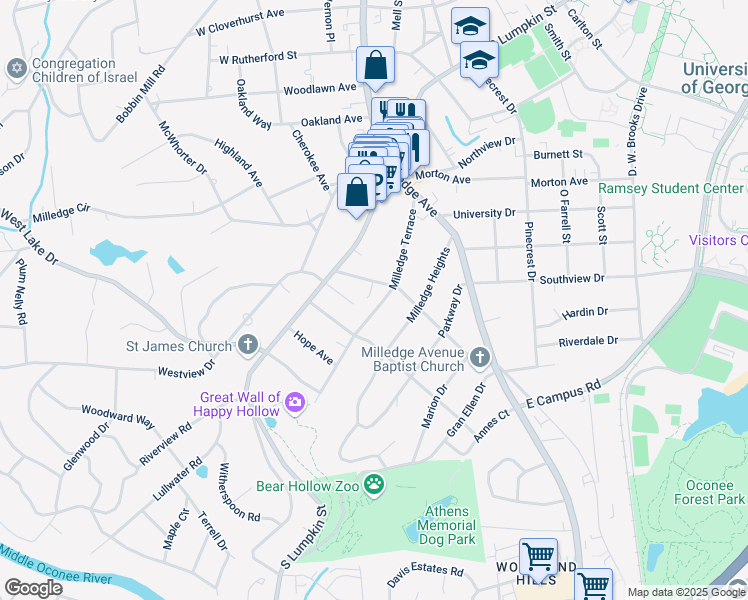 map of restaurants, bars, coffee shops, grocery stores, and more near 140 Carlton Terrace in Athens