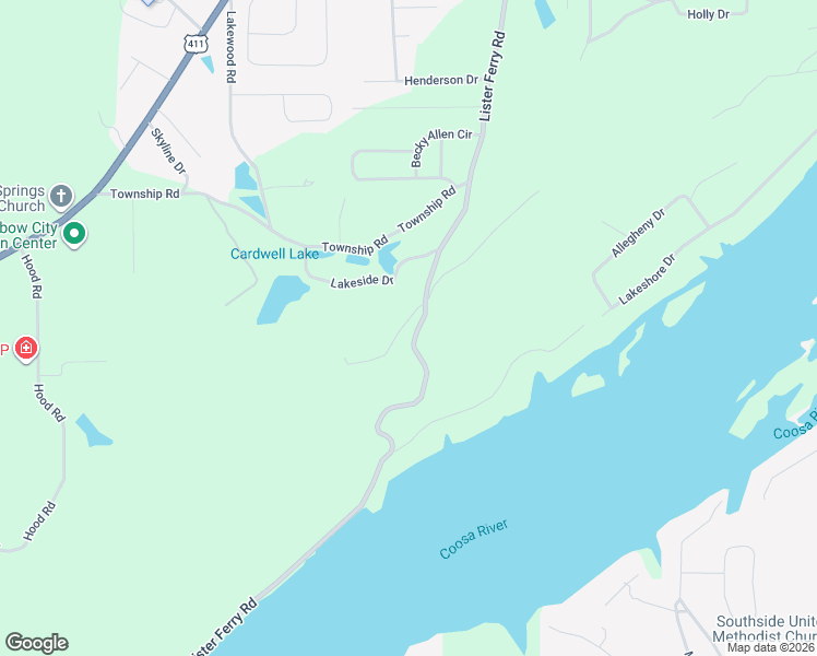map of restaurants, bars, coffee shops, grocery stores, and more near 101 South Ridge Road in Rainbow City