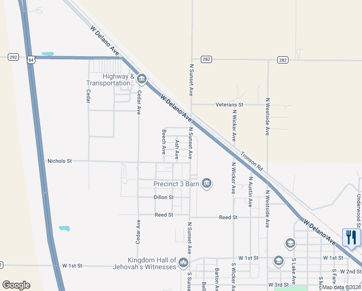 map of restaurants, bars, coffee shops, grocery stores, and more near 601-611 Ash Avenue in Littlefield
