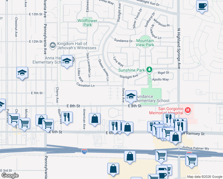 map of restaurants, bars, coffee shops, grocery stores, and more near 940 Blue Orchid in Beaumont