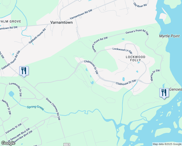 map of restaurants, bars, coffee shops, grocery stores, and more near 3112 Fairway Court 4 in Supply