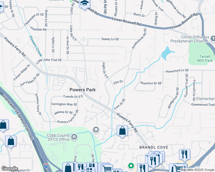 map of restaurants, bars, coffee shops, grocery stores, and more near 714 Smithstone Court in Marietta