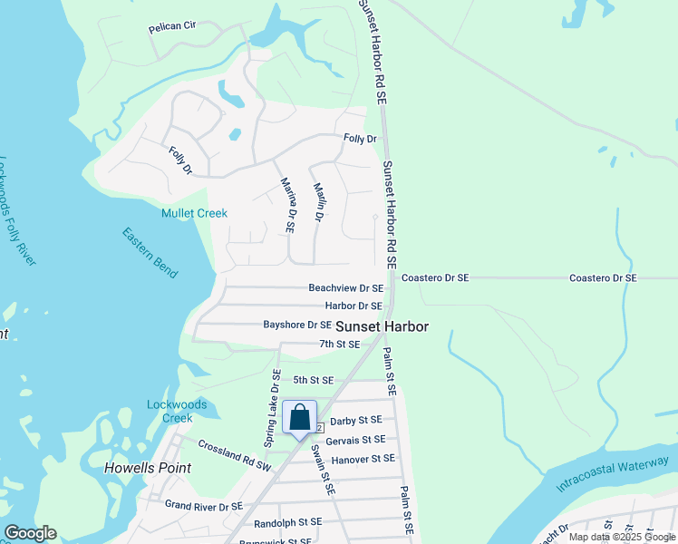 map of restaurants, bars, coffee shops, grocery stores, and more near 707 Bluesail Drive Southeast in Bolivia