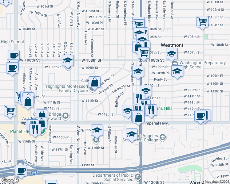 map of restaurants, bars, coffee shops, grocery stores, and more near 1934 Lohengrin Street in Los Angeles
