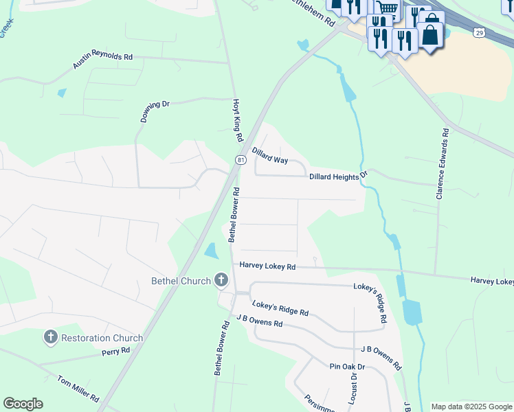 map of restaurants, bars, coffee shops, grocery stores, and more near 157 Cole Circle in Bethlehem