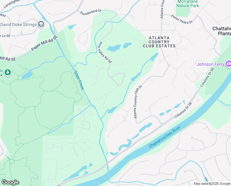 map of restaurants, bars, coffee shops, grocery stores, and more near 511 Pine Valley Road Southeast in Marietta