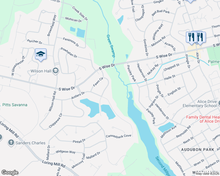 map of restaurants, bars, coffee shops, grocery stores, and more near 709 Fawn Circle in Sumter
