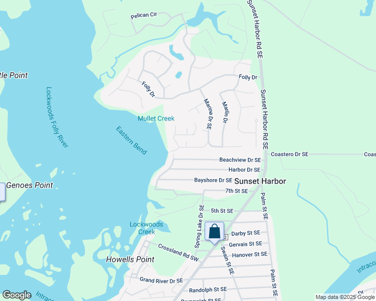 map of restaurants, bars, coffee shops, grocery stores, and more near 3442 Marina Drive Southeast in Bolivia