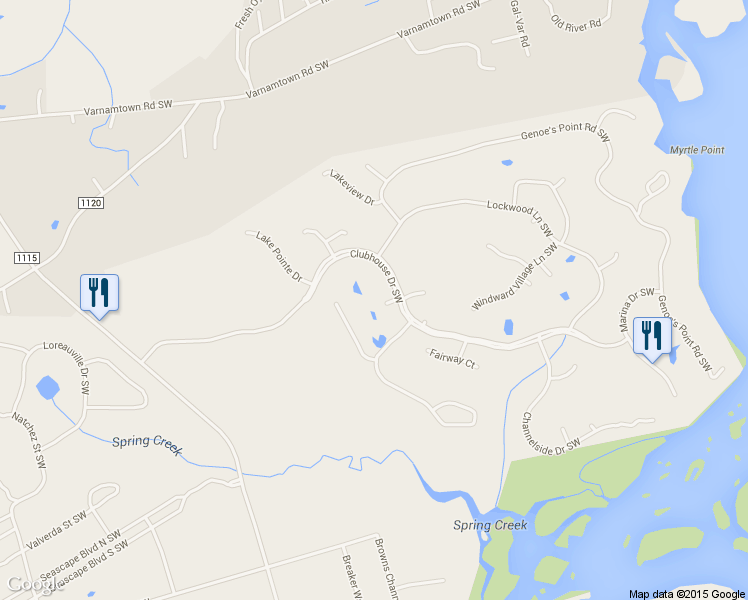 map of restaurants, bars, coffee shops, grocery stores, and more near 3112 Fairway Court 4 in Supply