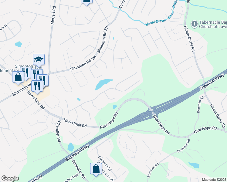 map of restaurants, bars, coffee shops, grocery stores, and more near 573 Savannah Rose Way in Lawrenceville