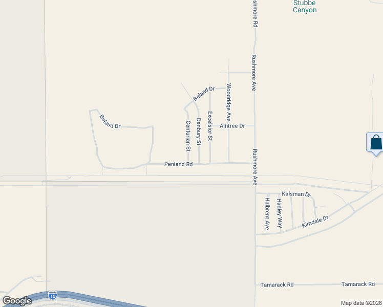 map of restaurants, bars, coffee shops, grocery stores, and more near 12862 Centurian Street in Cabazon