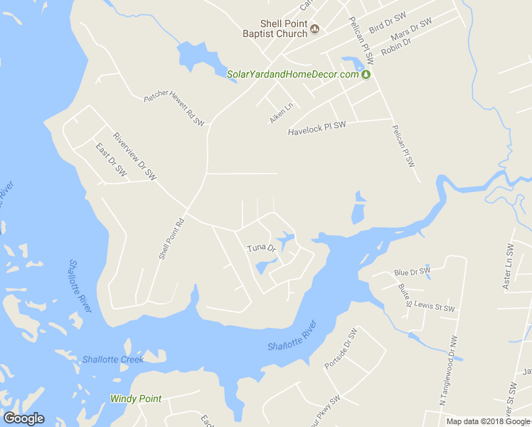 map of restaurants, bars, coffee shops, grocery stores, and more near 1610 Little Shallotte River Road Southwest in Shallotte