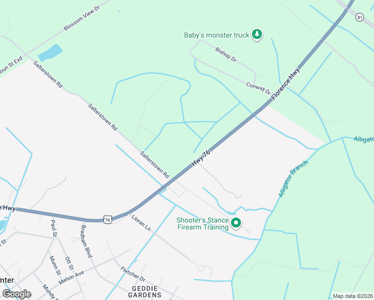 map of restaurants, bars, coffee shops, grocery stores, and more near 1855 Florence Highway in Sumter
