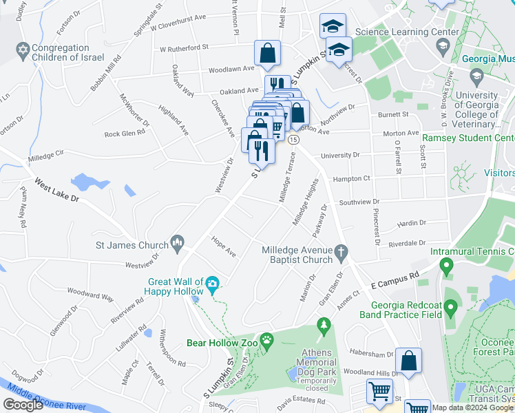 map of restaurants, bars, coffee shops, grocery stores, and more near 140 Carlton Terrace in Athens