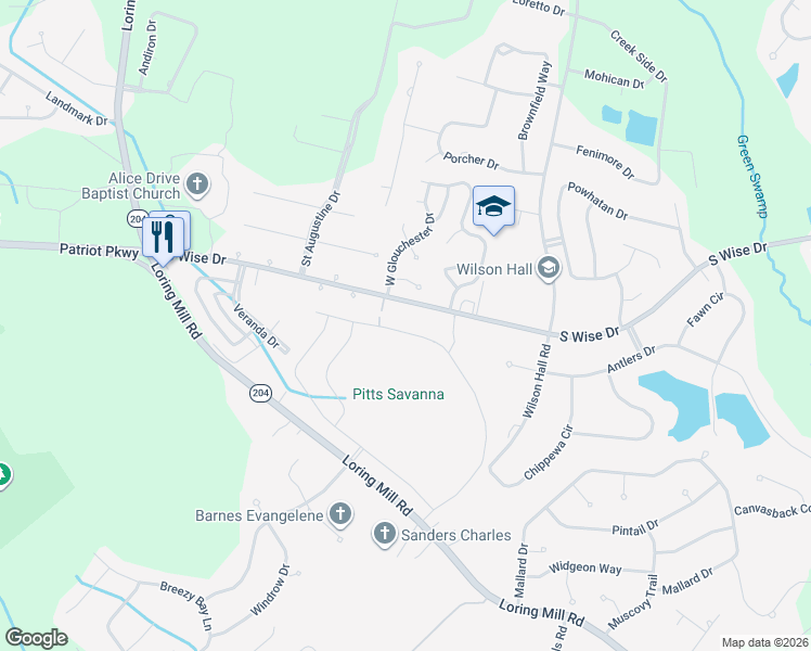 map of restaurants, bars, coffee shops, grocery stores, and more near 2930 South Wise Drive in Sumter