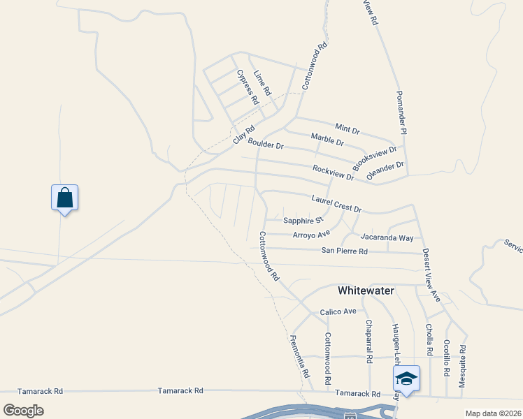 map of restaurants, bars, coffee shops, grocery stores, and more near 12793 Cottonwood Drive in Cabazon