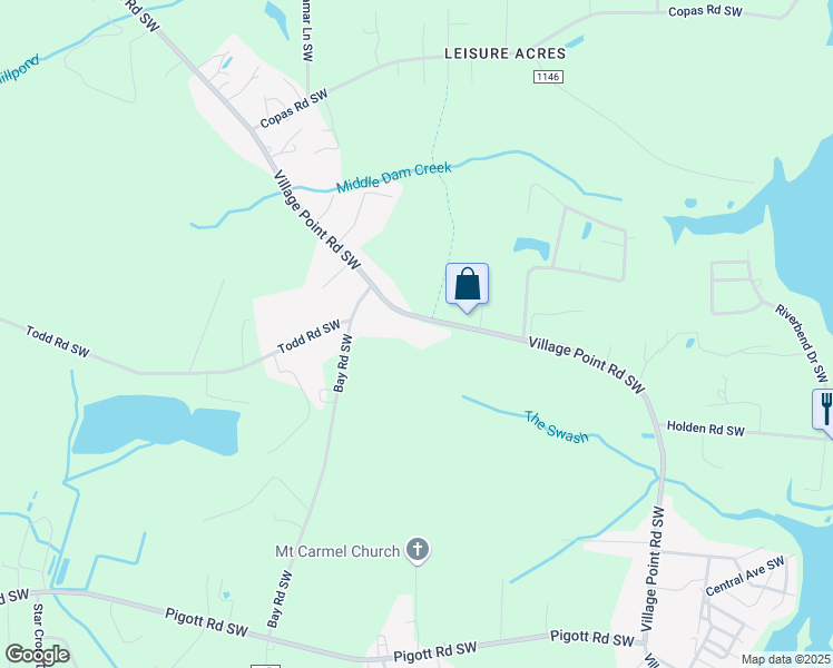 map of restaurants, bars, coffee shops, grocery stores, and more near 1109 Village Point Road Southwest in Shallotte