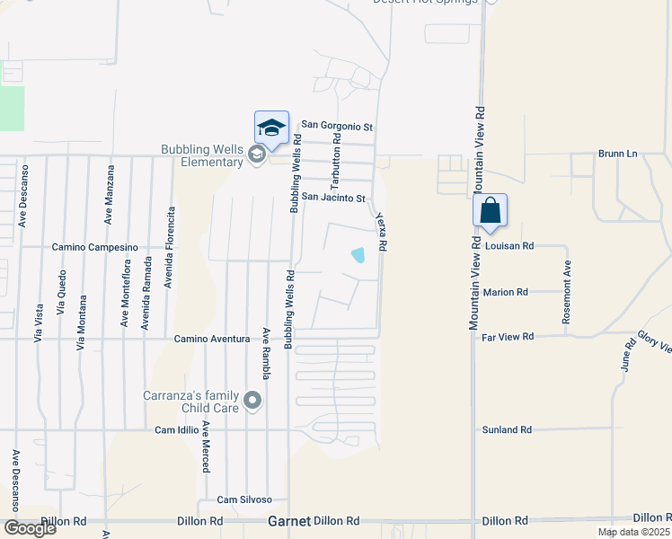 map of restaurants, bars, coffee shops, grocery stores, and more near 15500 Bubbling Wells Road in Desert Hot Springs