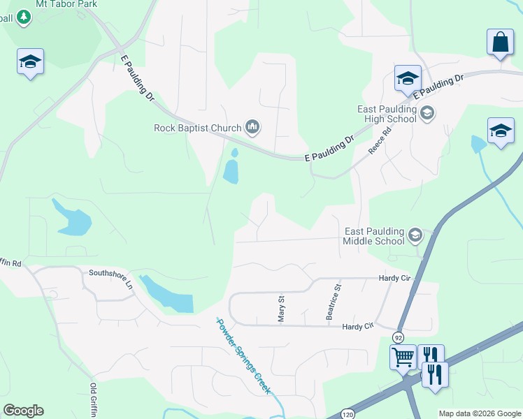 map of restaurants, bars, coffee shops, grocery stores, and more near 65 Springfield Way in Dallas