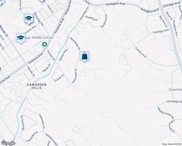 map of restaurants, bars, coffee shops, grocery stores, and more near 2440 Rolling Ridge Road in Riverside
