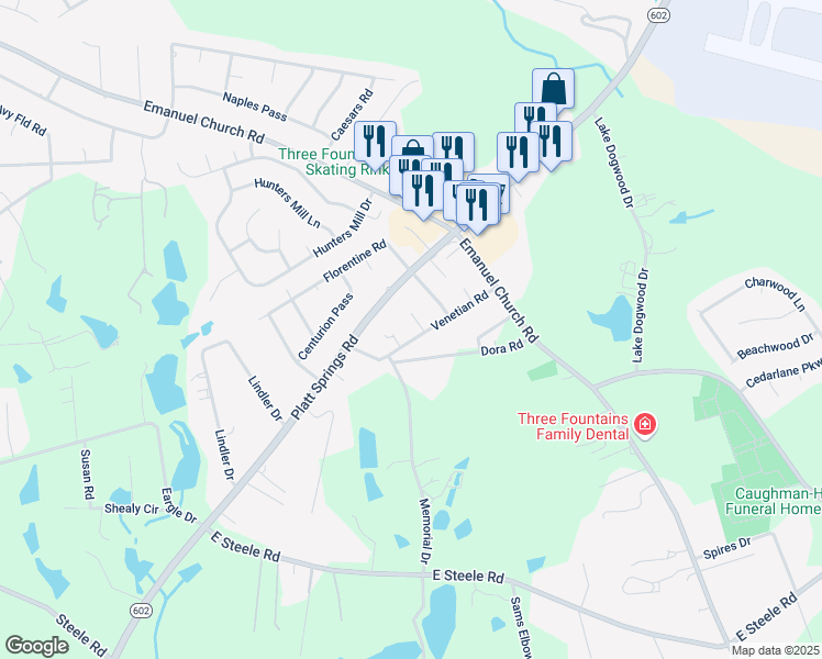 map of restaurants, bars, coffee shops, grocery stores, and more near 2601 Ct of Michaelangelo in West Columbia