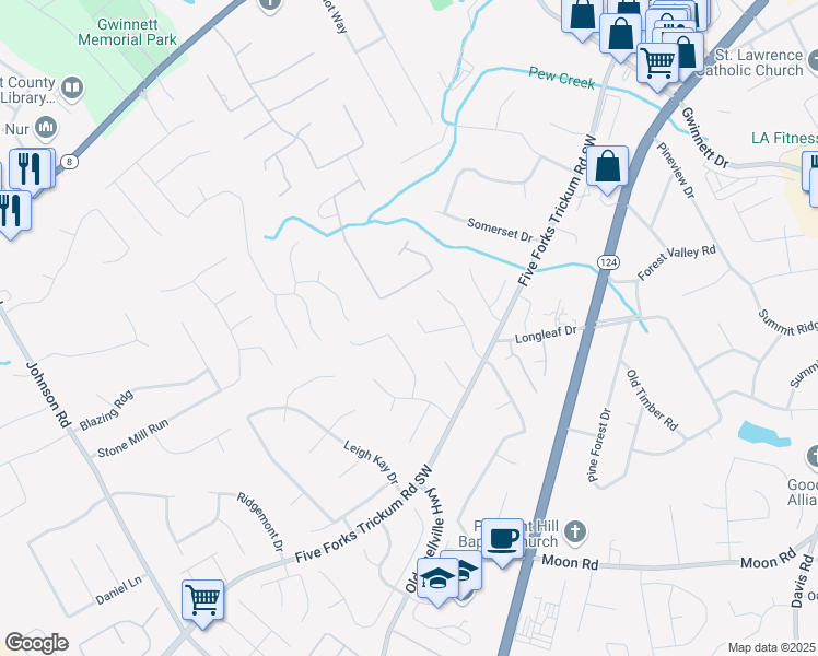map of restaurants, bars, coffee shops, grocery stores, and more near 880 Cremins Road in Lawrenceville