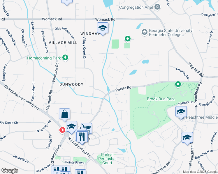 map of restaurants, bars, coffee shops, grocery stores, and more near 4728 Cambridge Trce in Dunwoody