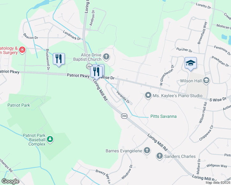 map of restaurants, bars, coffee shops, grocery stores, and more near 465 Veranda Drive in Sumter