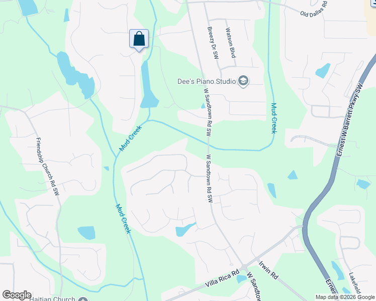 map of restaurants, bars, coffee shops, grocery stores, and more near 3110 Andora Trail Northwest in Marietta