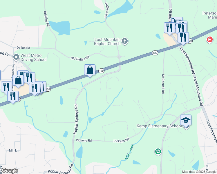 map of restaurants, bars, coffee shops, grocery stores, and more near 756 Springs Crest Drive in Dallas