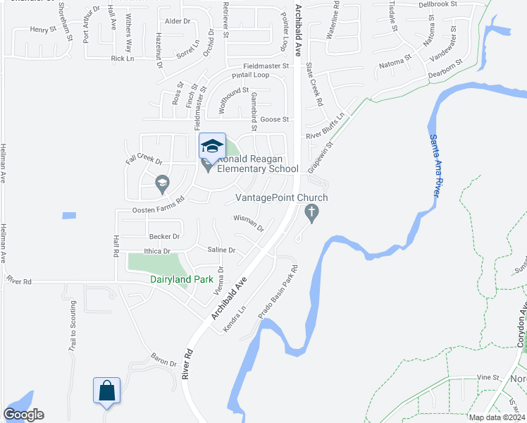 map of restaurants, bars, coffee shops, grocery stores, and more near 8410 Fiske Drive in Corona