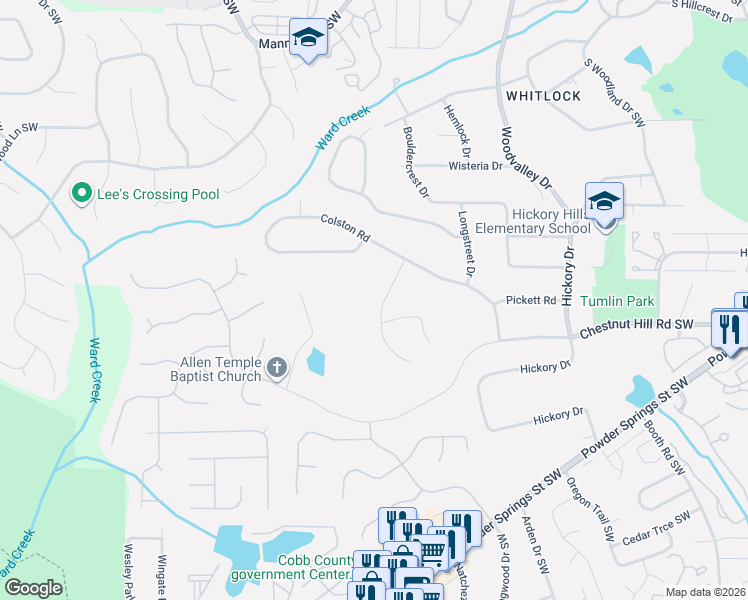 map of restaurants, bars, coffee shops, grocery stores, and more near 691 Breckinridge Road in Marietta