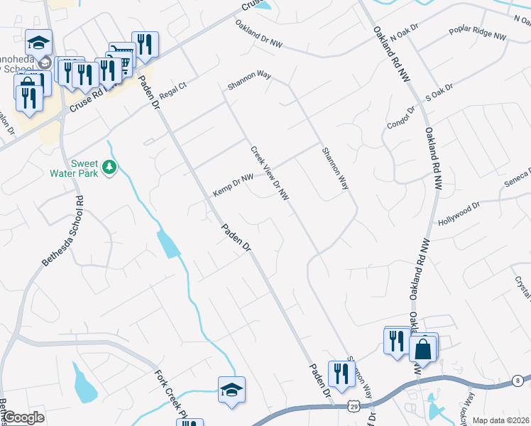 map of restaurants, bars, coffee shops, grocery stores, and more near 631 Paden Mill Trail in Lawrenceville