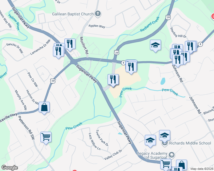 map of restaurants, bars, coffee shops, grocery stores, and more near in Lawrenceville