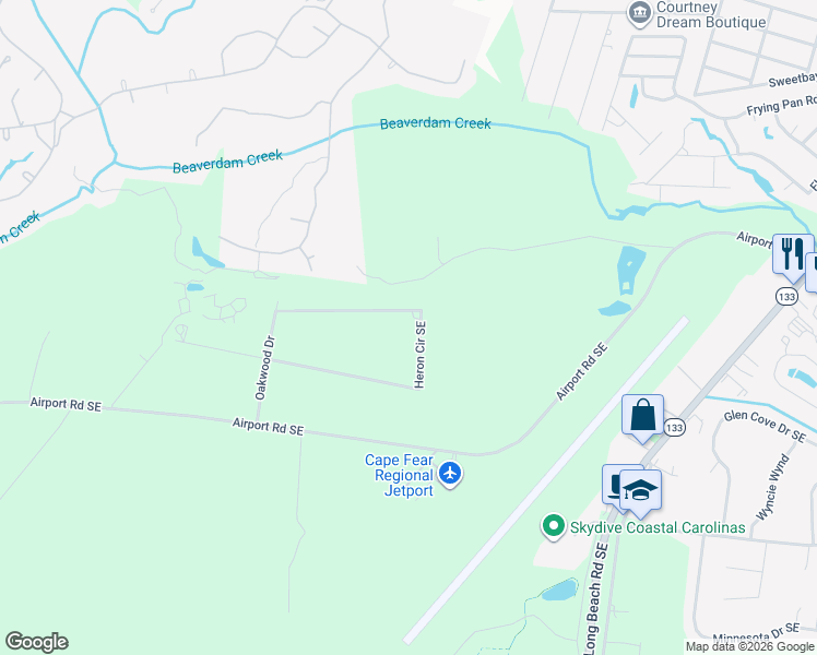map of restaurants, bars, coffee shops, grocery stores, and more near 3709-3717 Heron Circle Southeast in Southport