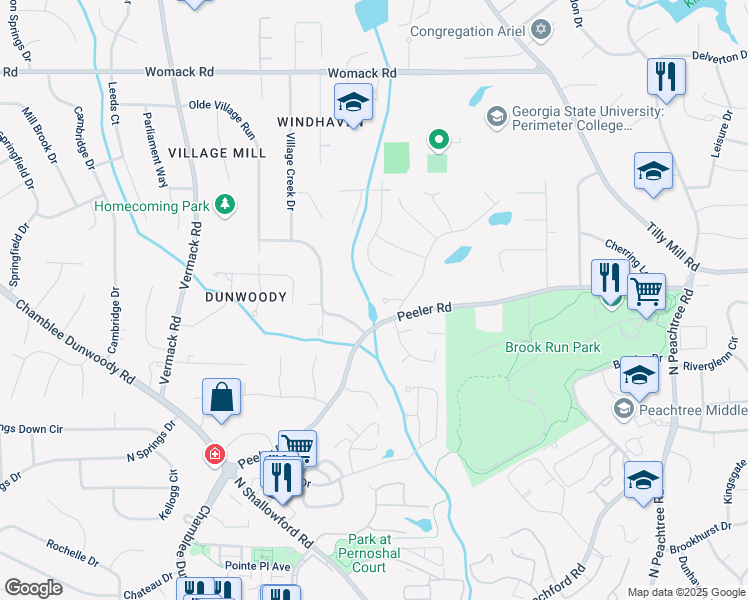 map of restaurants, bars, coffee shops, grocery stores, and more near 4735 Cambridge Trce in Dunwoody