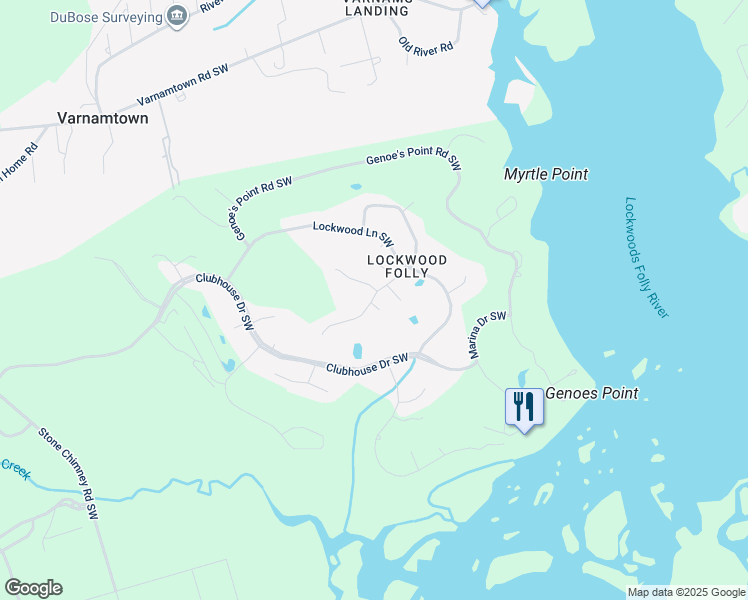 map of restaurants, bars, coffee shops, grocery stores, and more near 185 Egret Court in Brunswick County