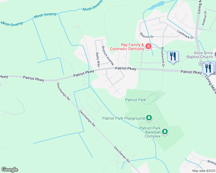 map of restaurants, bars, coffee shops, grocery stores, and more near 370 Continental Road in Sumter