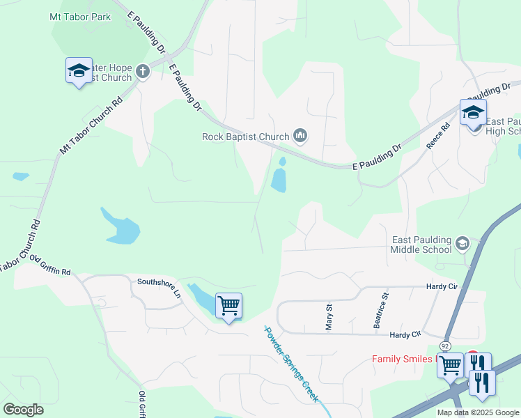 map of restaurants, bars, coffee shops, grocery stores, and more near 261 Tobe McGarity Road in Dallas