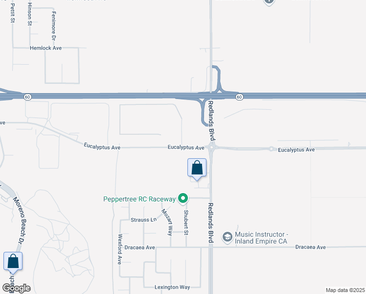 map of restaurants, bars, coffee shops, grocery stores, and more near 28600 Eucalyptus Avenue in Moreno Valley