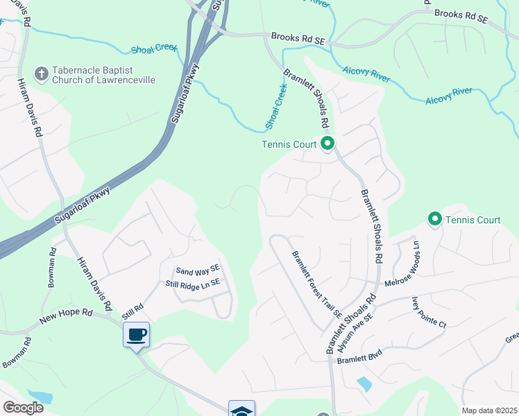map of restaurants, bars, coffee shops, grocery stores, and more near 995 Chimney Trace Way Southeast in Lawrenceville